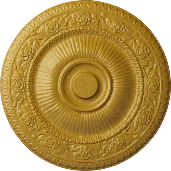 Ekena Millwork Neuveau Ceiling Medallion (Fits Canopies up to 6 3/8"), Hnd-Painted Iridescent Gold, 24 1/4"OD x 2"P CM24NAIGS - main